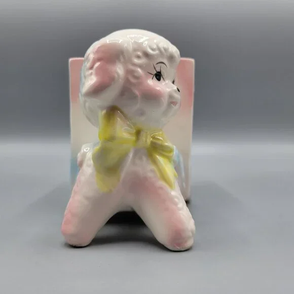 Vintage Ceramic Lamb Nursery Planter Figurine Anthropomorphic Pastel Colors - Picture 3 of 12